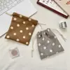 211191 Linda Bolsa de Almacenamiento de Pana, Bolsa Pequeña con Cordón, Bolsa para Maquillaje con Lunares, Bolsa Organizadora para Artículos Varios
