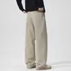 Calças casuais masculinas 2026 outono e inverno novas calças de perna larga, soltas e modeladoras, calças de cor sólida estilo old money