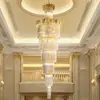 Vila em Edifício Duplex Lustre Grande Edifício Oco Edifício do Meio Lustre de Escada em Caracol Lustre Longo Sala de Estar de Luxo Leve Lustre de Cristal
