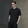 Camiseta Versátil Casual Holgada de Algodón Pima 100 Piezas Verano Amoníaco Líquido Doble Cara Mercerizado Algodón Puro Color Sólido Manga Corta Cuello Redondo para Hombre