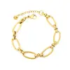 Pulsera Gruesa de Acero Inoxidable Minimalista de Lujo Ligero Europea y Americana con Diseño Creativo de Cadena de Metal 18K para Mujer