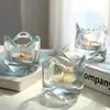 Portavelas de Vidrio con Borde Ondulado Estilo Minimalista Japonés Estilo Ins Decoración de Mesa Romántica Simple Adorno de Copa para Velas Estilo Nórdico