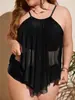 Traje de baño de dos piezas estilo europeo y americano para mujer, diseño conservador de malla, efecto adelgazante, conjunto de dos piezas, Trajes de baño Huludao, Traje de baño Tankini