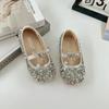 Sapatos de Bebê Menina 2025 Primavera & Outono Novos Sapatos de Princesa com Strass para Menininha Sapatilhas Infantis Moda Versátil Sapatos de Couro com Sola Macia