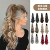 Peluca caliente de comercio exterior para mujer, peluca de cola de caballo, peluca de cabello de fibra química, pelucas, colas de caballo, clip, cola de caballo larga rizada