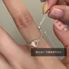 Anel Ajustável com Corrente de Pedra da Lua Iridescente S925, Fashion e Doce, Joia de Anel Tendência Estilo Japonês e Coreano para Presente de Mulheres