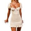Amazon Transfronterizo Ropa Europea y Americana Otoño y Verano Cuello Cuadrado Sexy Espina de Pescado Ajustado Vestido Bodycon Moda Femenina Sexy