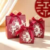 Caja de Dulces para Boda Estilo Chino Roja Caja de Regalo para Dulces de Boda Bolso de Dulces Portátil de Moda Empaque Caja Vacía Caja de Papel