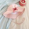 Bonito Sombrero de Pescador Amarillo de Secado Rápido con Lazo y Cerezas para Mujer, Sombrero de Cubo Delgado Transpirable de Verano, Sombrero con Visera Solar, Protección Solar