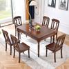 Juego de Mesa y Sillas de Comedor de Madera Maciza Estilo Americano, Mesa de Comedor Rectangular Pequeña para Apartamento de Madera Natural, Mesa de Comedor Larga Estilo Occidental, Muebles de Lujo Ligero