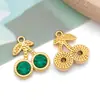 Acero Inoxidable Estilo Francés Colgante de Cereza con Pedrería DIY Collar Pulsera Pendientes Accesorios de Joyería Dijes Pequeños Estilo Europeo y Americano