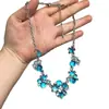 Collar Flor Azul Niebla Azul de Mil Islas, Cadena para Clavícula de Artesanía de Alto Nivel de Lujo Ligero, Accesorio Noble para Banquetes