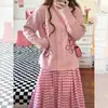 Chaqueta cárdigan tejida jacquard rosa, estilo femenino, suave y dulce, para mujer, nueva primavera 2026, top súper popular que reduce la edad