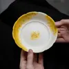 Bandeja de chá de cerâmica pintada à mão com underglaze, design de osmanthus, bandeja para preparo seco, pires para gaiwan, suporte para bule, suporte para xícara, bandeja para petiscos de chá, bandeja de frutas, pequeno prato