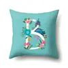 Funda de Almohada de Poliéster Flor Fresca Decoración del Hogar Funda de Almohada Estampada 26 Letras en Inglés Funda de Cojín QTB18