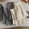 Suaves y cómodos~ Pantalones de estilo coreano, fluidos, de pierna recta para mujer, de cintura alta, con cordón, corte holgado, efecto adelgazante, casual y deportivos, adecuados para otoño e invierno