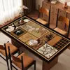 Jogo americano de mesa de jantar estilo vintage, sensação de luxo leve e alta qualidade, lavável, à prova d'água, à prova de óleo, resistente ao calor, toalha de mesa de couro, jogo americano para mesa de centro de uso doméstico