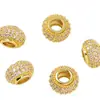Color Oro 18K Galvanizado Conservador de Color Cobre Puro Microincrustado Circonita DIY Pulsera Cuentas Espaciadoras con Agujero Accesorio Material Cuenta Cuenta Cilíndrica Espaciador