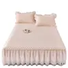 Nuevo Estilo Princesa de Verano Juego de Tres Piezas de Colchoneta Suave de Látex Engrosada Colchoneta de Seda Helada Lavable a Máquina Colchoneta Estilo Falda de Cama