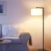 Lámpara de pie LED con pantalla de lino, atenuación continua, control remoto con pedal, ajuste de temperatura de color, lámpara de pesca moderna para sala de estar y dormitorio