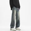 Jeans de Calle para Hombre Primavera y Otoño 2025 Sueltos Cintura Ajustada Americano Retro Pierna Ancha Rectos Modernos Pantalones Casuales