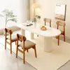 Mesa de Comedor Ovalada Crema Mesa y Sillas de Comedor de Madera Maciza Combinación Retro para el Hogar Apartamento Pequeño Isla de Cocina Francesa Mesa de Comedor de Estilo Sencillo