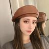 Boina de Moda para Mujer Estilo Coreano Combinable Retro de Cuero PU Celebridad de Internet Anís Primavera y Verano Sombrero de Pintor Británico