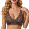 Amazon TK Lingerie feminina de estampa de leopardo para comércio exterior transfronteiriço, sutiã de gel popular sem costura, sem aro, confortável, best-seller em estoque
