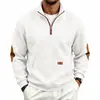 Sudadera con Capucha para Hombre de Otoño e Invierno, Cuadros Pequeños, Media Cremallera, Cuello Alto, Manga Larga, Bolsillo, Suéter Casual