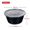 Caja de Almuerzo Desechable Caja de Embalaje de Plástico Negro Engrosado Caja de Almuerzo para Llevar Comida Rápida Tazón Redondo para Sopa con Tapa Venta al por Mayor
