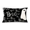 Almofada de Cintura Popular Halloween Estampa de Morcego e Caveira Material de Linho Capa de Almofada Decorativa para Sofá de Halloween