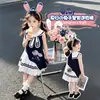 Vestido de Policial Coelho para Meninas Verão 2026 Novo Estilo Academia de Verão Infantil Saia Meninas Crianças Mais Velhas Vestido de Princesa