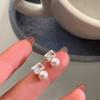 Pendientes de perlas de estilo coreano para mujer, pequeños y exquisitos, con circonitas, sencillos y combinables, de alta gama, nuevos pendientes de nicho para mujer.