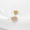 Aretes de tuerca triangulares cónicos de oro chapado en cobre de 14k con circonita incrustada, aretes hechos a mano DIY con perla, accesorios para aretes