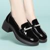 Zapatos Británicos de Cuero al por Mayor para Mujer en Otoño, Zapatos Redondos de Punta Media para Mujer, Tacones Gruesos, Zapatos Planos de Boca Profunda, Mocasines de Suela Gruesa, Envío Directo