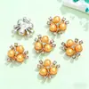 Aleación de imitación acrílica DIY joyería colorida tres perlas flor corazón flor placa hebilla accesorios para el cabello material de accesorios de pedrería