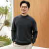 Suéter de Cachemira 100% Cachemira Pura de Cabra Otoño/Invierno Nuevo para Hombre Casual de Color Sólido Cuello Alto Medio Jersey de Punto Cálido