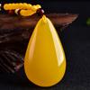 Transmisión en Vivo Colgante de Cera de Abeja Ámbar Piedra Bruta Amarillo Grasa de Pollo Marca Wushi Collar Colgante Cadena para Suéter para Hombre y Mujer