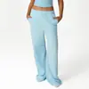 Calça Esportiva Fitness de Moletom com Bolsos, Cintura Alta, Caimento Solto, Perna Larga, Calça Casual de Perna Reta para Uso Externo, Calça de Yoga Versátil, Estilo Europeu e Americano
