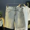 Nuevos shorts de mezclilla estilo americano para hombre, pantalones casuales rectos holgados de verano con estilo jacquard de longitud media en negro