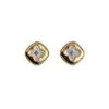 Pendientes Cuadrados Cepillados de Diamante Azul Estilo Corte Francés, Pendientes de Diseño de Nicho Retro de Lujo Ligero, Accesorios para Orejas Extremadamente Hermosos
