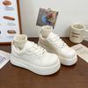 Zapatos de plataforma con suela gruesa, cabeza grande, zapatos blancos pequeños para mujer, novedad primavera 2025, aumento de altura, casual, zapatos de plataforma para primavera y otoño, populares entre los estudiantes, zapatos para mujer
