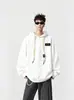 Moletom com capuz masculino, estilo outono e inverno, corte solto, blusa casual da moda, forrado com fleece e espesso, jaqueta de inverno para adolescentes