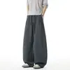 Pantalones de chándal para hombre estilo americano con pliegues y dobladillo curvo, pantalones deportivos casuales holgados de pierna ancha para primavera y otoño, pantalones de hombre con caída, talla grande