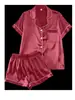 Conjunto de Pijama Curto Europeu e Americano Transfronteiriço com Shorts, Respirável e Fresco, Conjunto de Homewear Duplo Curto Estilo Europeu e Americano Feminino