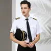 Primavera e verão vazio menos uniforme camisa de piloto masculina camisa balada ombreiras coreana aviação piloto Capitão uniforme manga curta