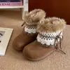 Botas de neve estilo retrô, antiderrapantes, com sola grossa, forradas com fleece para mulheres, nova coleção de inverno 2026, adequadas para uso ao ar livre, botas de algodão extra grossas para mulheres