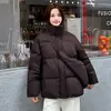 Abrigo de algodón con capucha transfronterizo 2026 con capucha desmontable, moderno y versátil, estilo coreano, diseño de bolsillo falso, chaqueta cálida para mujer