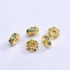 Separador con baño de oro de 18 quilates que conserva el color, incrustado con circón, accesorios para cuentas de pulsera, cuentas para pulsera DIY, material para cuentas sueltas, anillo de diamante colorido