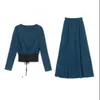 Moda Europea para Mujer Nuevo Conjunto de Dos Piezas de Pantalones de Pierna Ancha Primavera y Otoño 2026 Moda para Reducir la Edad Traje Profesional Talla Grande para Mujer